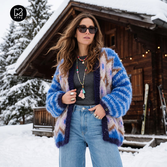 Strikkeoppskrift – Chunky Mohair-jakke Alpine Breeze nr.12 (ENG-DE-NL-ES-FR-IT-DA-SV-NO)
