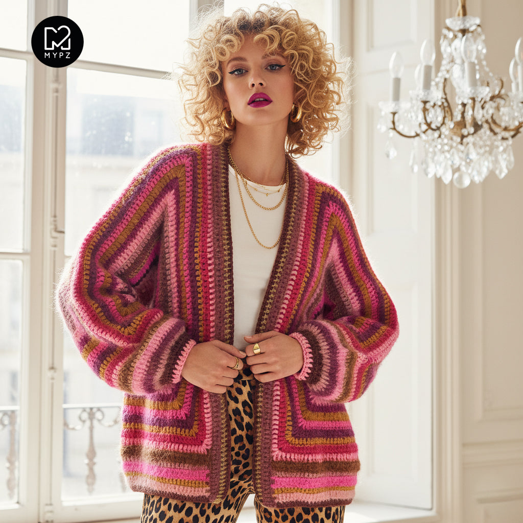 Chunky Mohair cardigan Burgundy