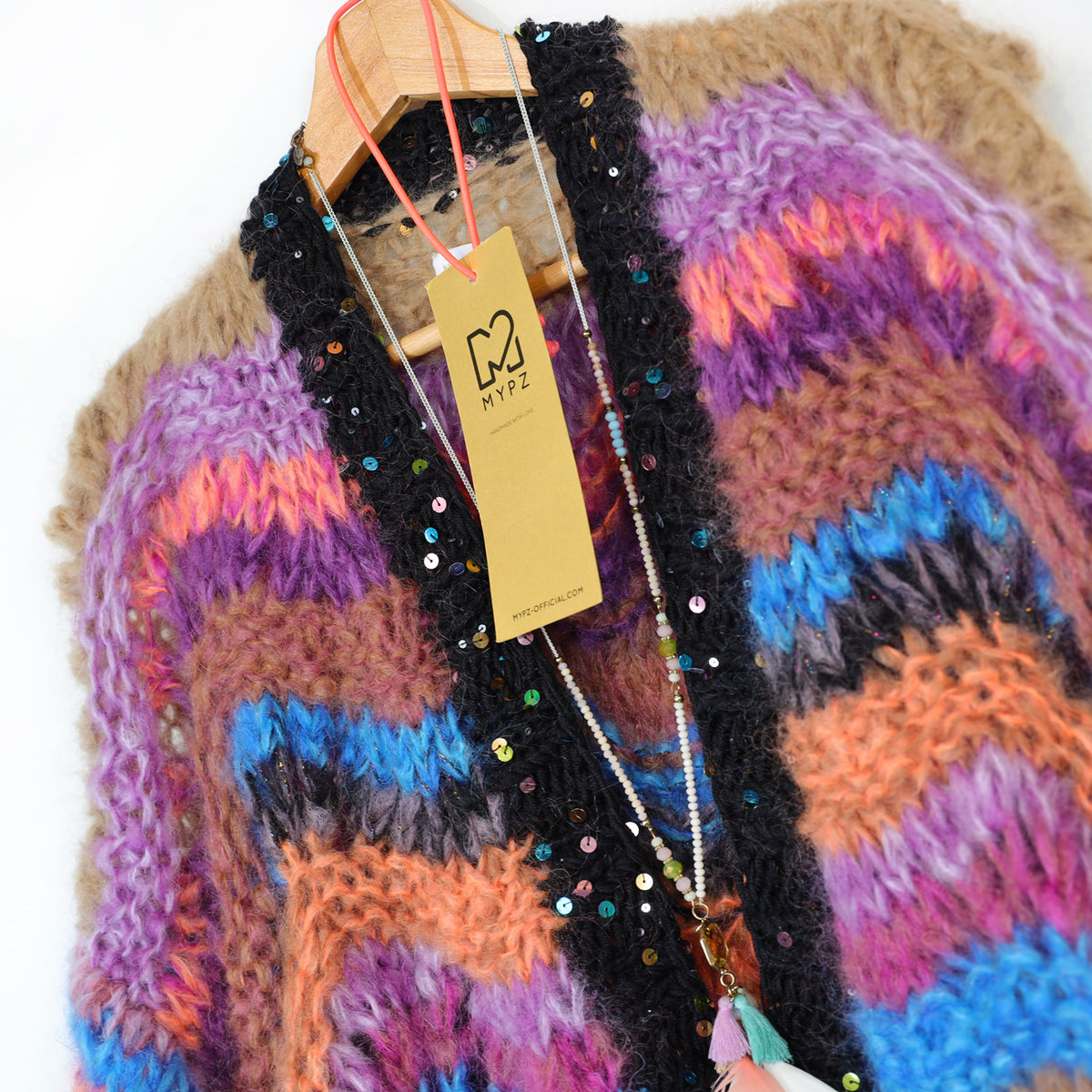 MYPZ kort, tykk mohair-cardigan Maple Wave No12