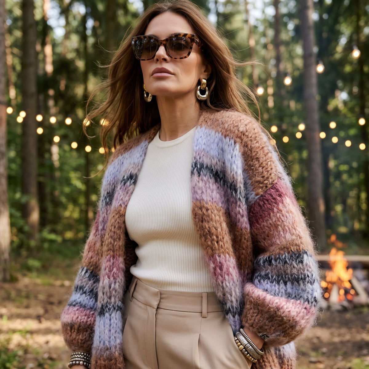Strikkesett – MYPZ Chunky Mohair Cardigan Valnøtt nr.15 (ENG-DE-NL-ES-FR-IT-DA-SV-NO)