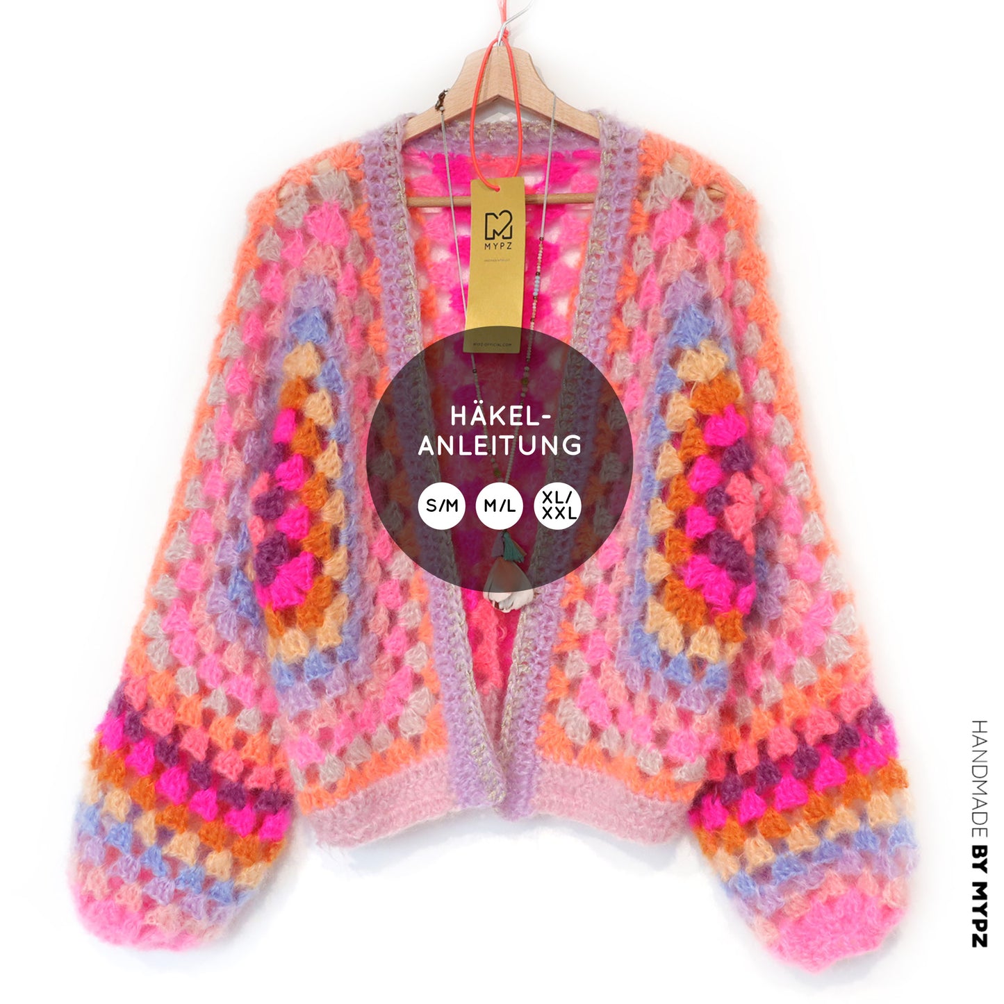 Crochet pattern - MYPZ Hexagon Cardigan Pink Vibes (ENG-NL-DE-FR)