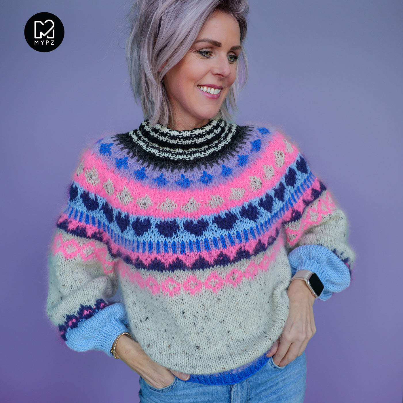 Knitting Kit – MYPZ top-down sweater Blue Heart No6 (ENG-NL-DE)