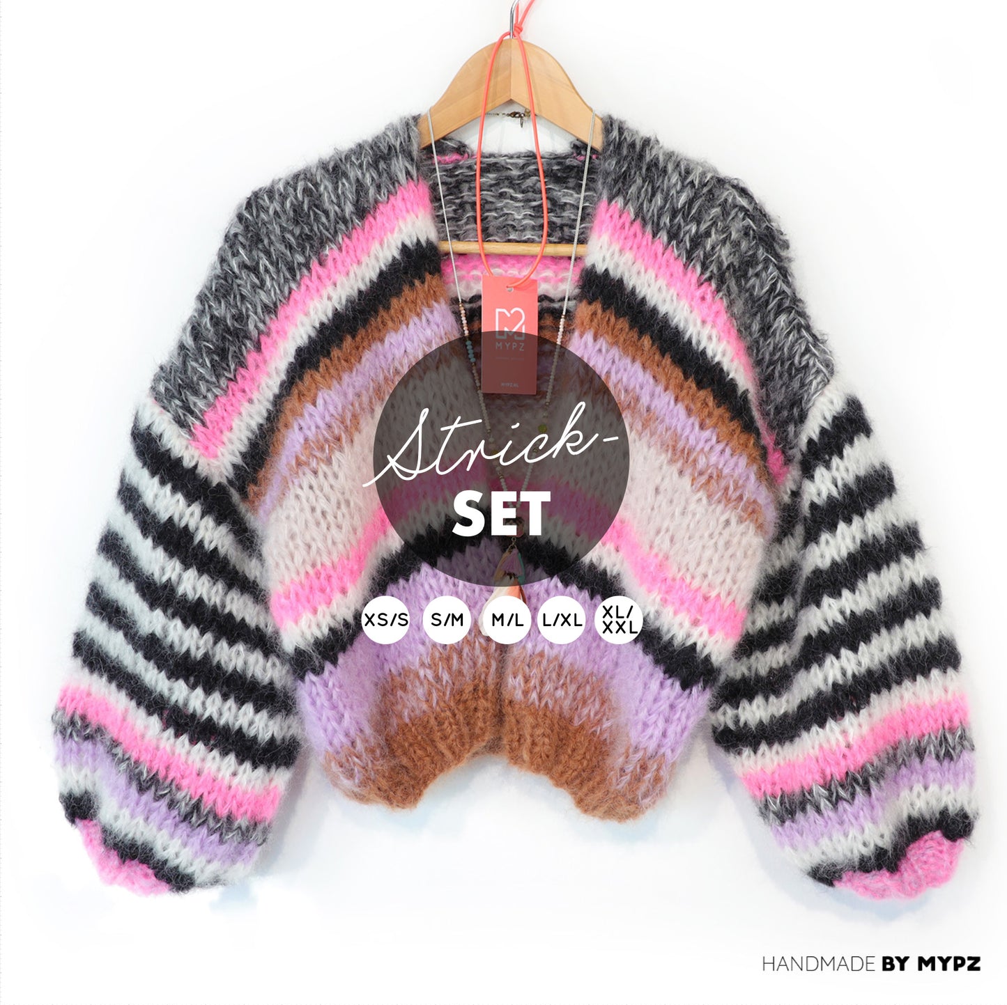 Knitting Kit – Short Chunky Mohair Cardigan Alex No.12 (ENG-NL-DE)