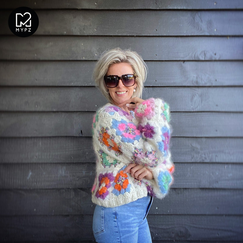 Crochet kit - MYPZ Dreamy Granny square bomber cardigan Off White (ENG-NL-DE-ES)