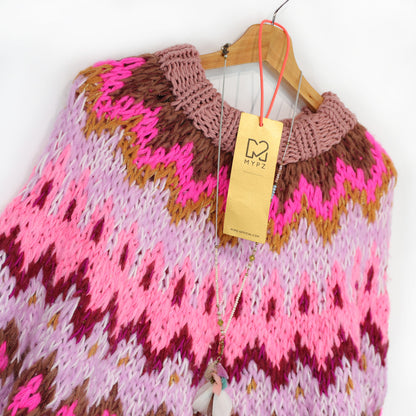 Strikkeoppskrift – MYPZ Chunky Topdown Alpaca Pullover Raspberry No.12 (ENG-DE-NL-ES-FR-IT-DA-SV-NO)