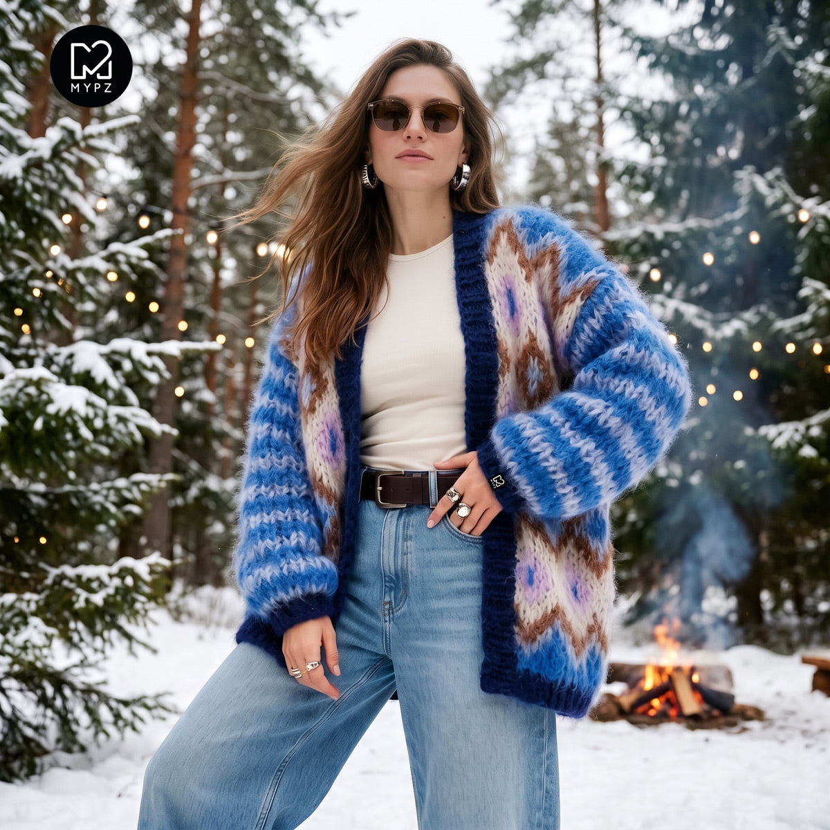 Strikkeoppskrift – Chunky Mohair-jakke Alpine Breeze nr.12 (ENG-DE-NL-ES-FR-IT-DA-SV-NO)