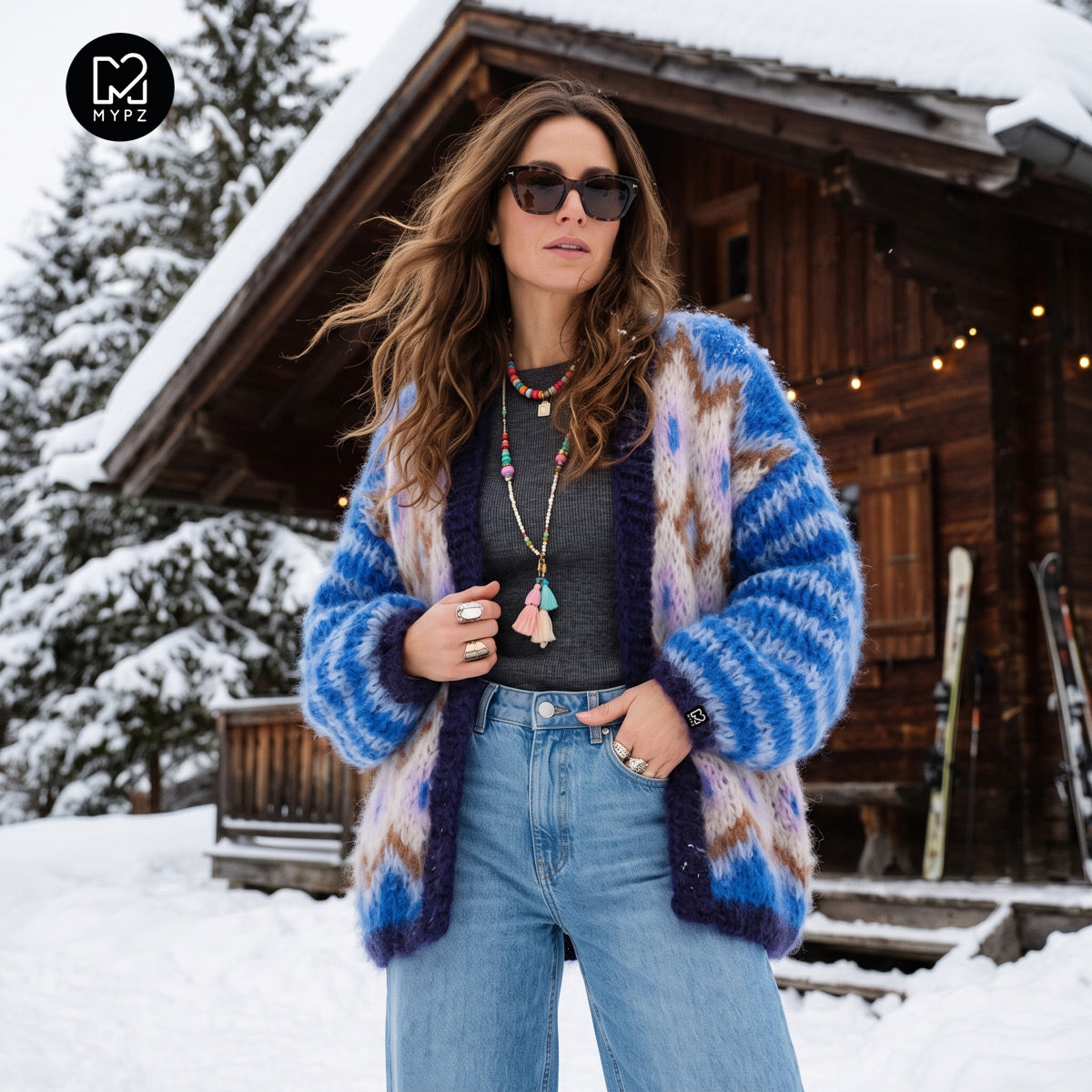 Strikkeoppskrift – Chunky Mohair-jakke Alpine Breeze nr.12 (ENG-DE-NL-ES-FR-IT-DA-SV-NO)