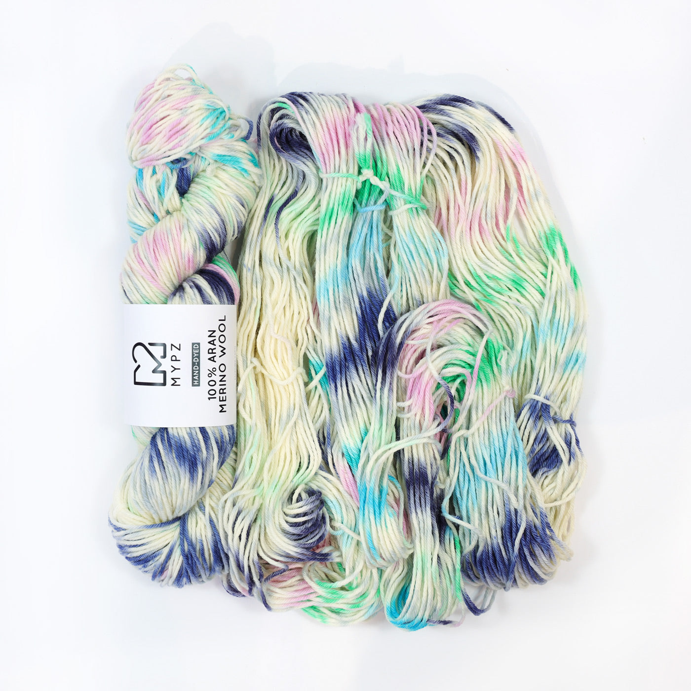 MYPZ Hand-dyed 100% Aran Merino Wool – Blue Lagoon