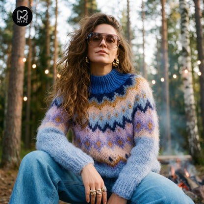 MYPZ Chunky Topdown mohairgenser blåbærassasje