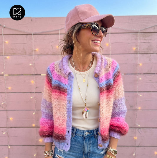 Knitting Kit – MYPZ top-down bomber cardigan Blush en Rouge No10 (ENG-NL-DE)