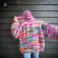 MYPZ Chunky Mohair Rib Cardigan Confetti with hoodie