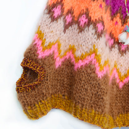 Strikkeoppskrift – MYPZ Chunky Topdown Mohair-poncho Brownberry nr.12 (ENG-DE-NL-ES-FR-IT-DA-SV-NO)