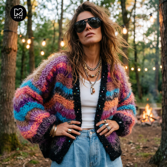 MYPZ kort, tykk mohair-cardigan Maple Wave No12