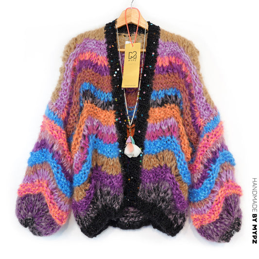 Strikkeoppskrift - Kort, tykk mohair-cardigan Maple Wave nr.12 (ENG-DE-NL-ES-FR-IT-DA-SV-NO)