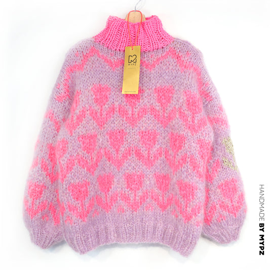 MYPZ Chunky Mohair Pullover Coral Tulips