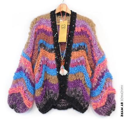 MYPZ kort, tykk mohair-cardigan Maple Wave No12