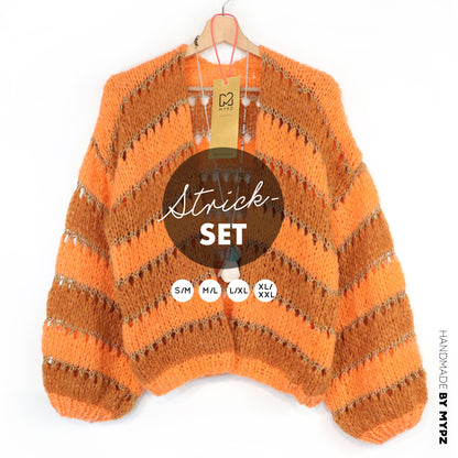 Knitting kit – MYPZ Light Alpaca Cardigan Golden Flow No10 (ENG-NL-DE)