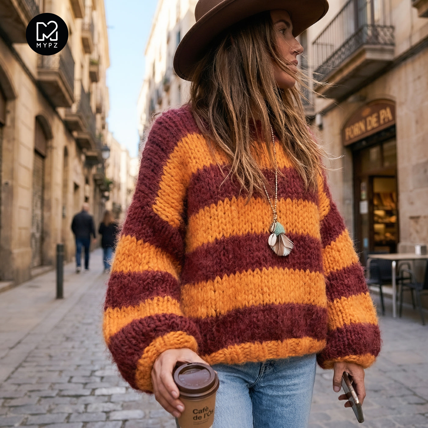 Knitting Kit – MYPZ Chunky Alpaca Pullover Merlot No15 – Beginner (ENG-NL-DE)