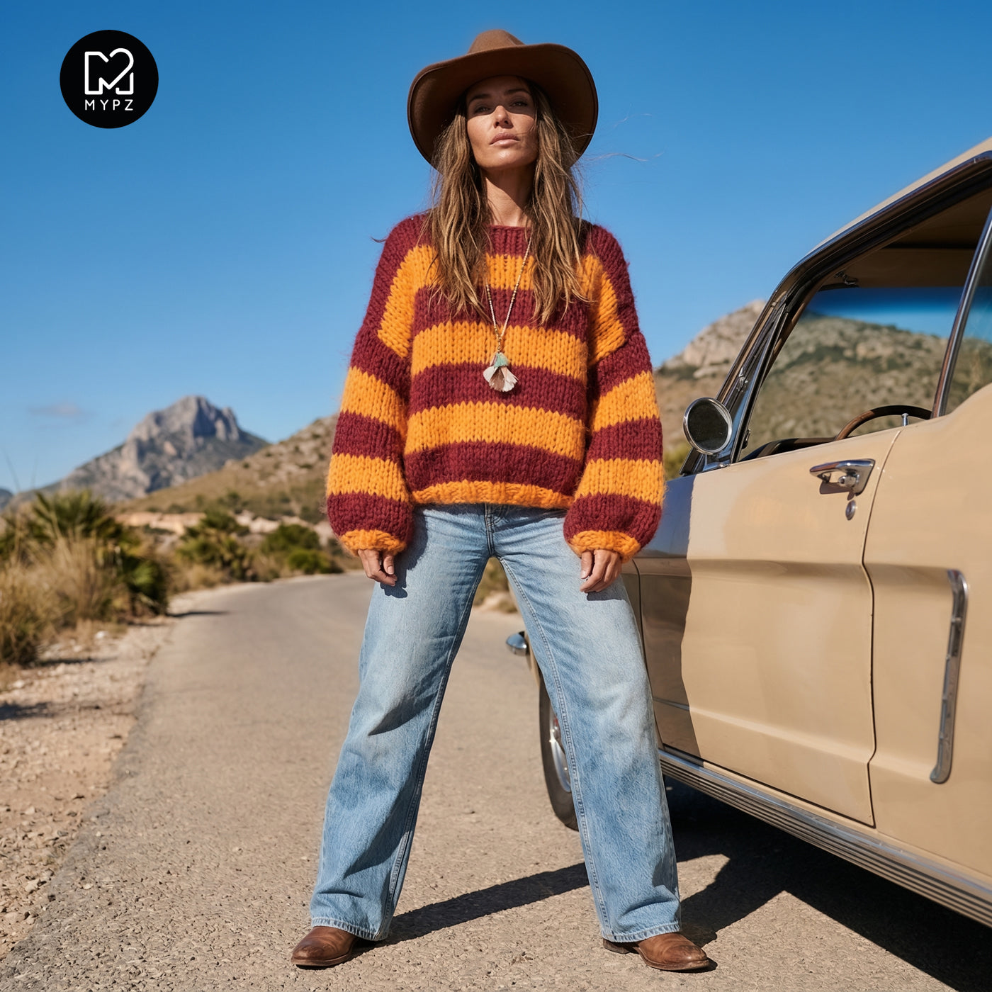 Knitting Kit – MYPZ Chunky Alpaca Pullover Merlot No15 – Beginner (ENG-NL-DE)