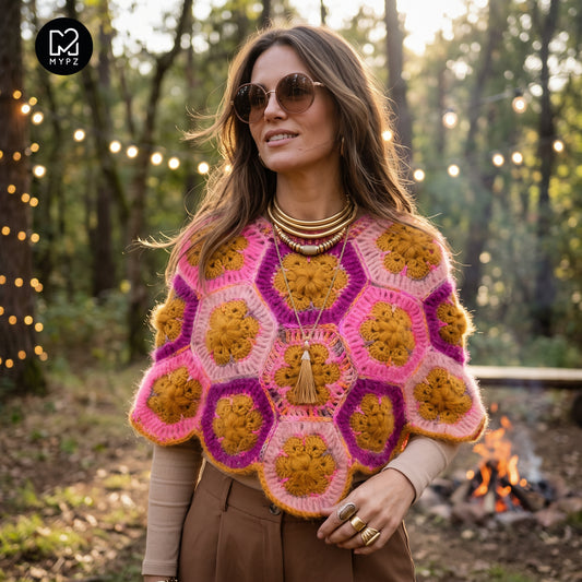 Hekleoppskrift - MYPZ Poncho Pecan (ENG-DE-NL-ES-FR-IT-DA-SV-NO)