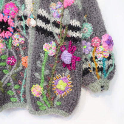 Chunky Mohair cardigan Roses