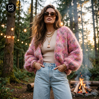 Strikkeoppskrift – MYPZ kort, tykk cardigan i alpakka-mohair Pecan Dream nr. 15 (ENG-DE-NL-ES-FR-IT-DA-SV-NO)