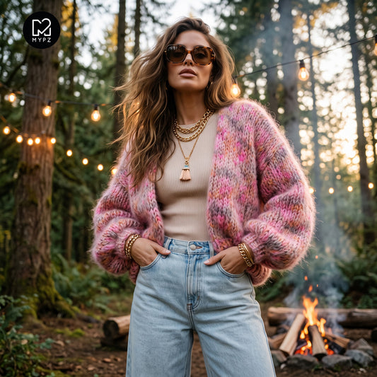 Strikkeoppskrift – MYPZ kort, tykk cardigan i alpakka-mohair Pecan Dream nr. 15 (ENG-DE-NL-ES-FR-IT-DA-SV-NO)