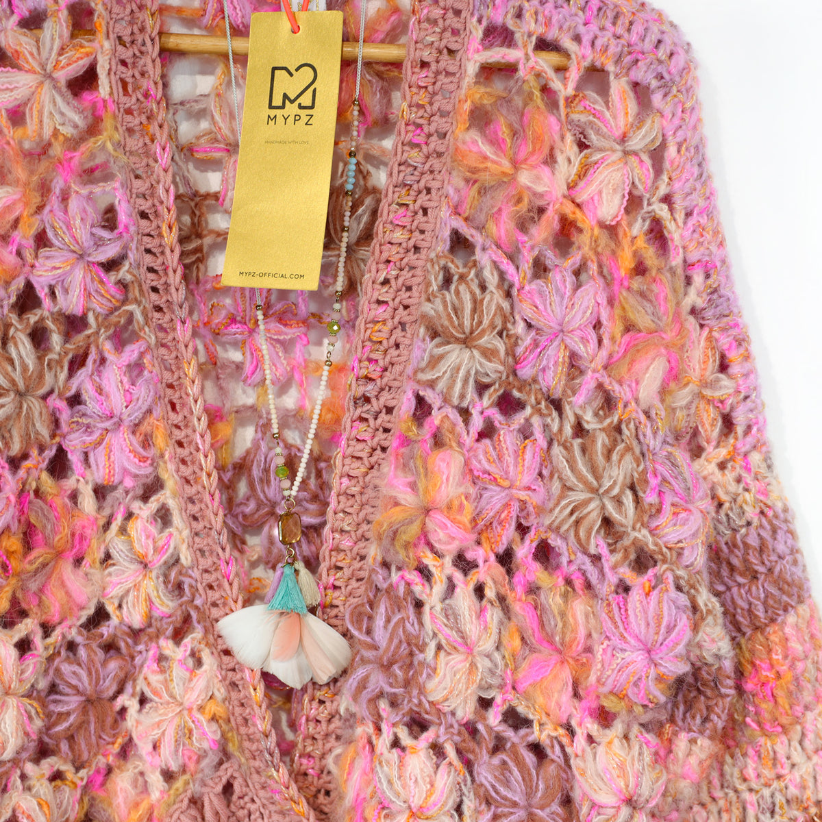Heklesett - MYPZ Short Wildflower-cardigan Pecan (ENG-DE-NL-ES-FR-IT-DA-SV-NO)