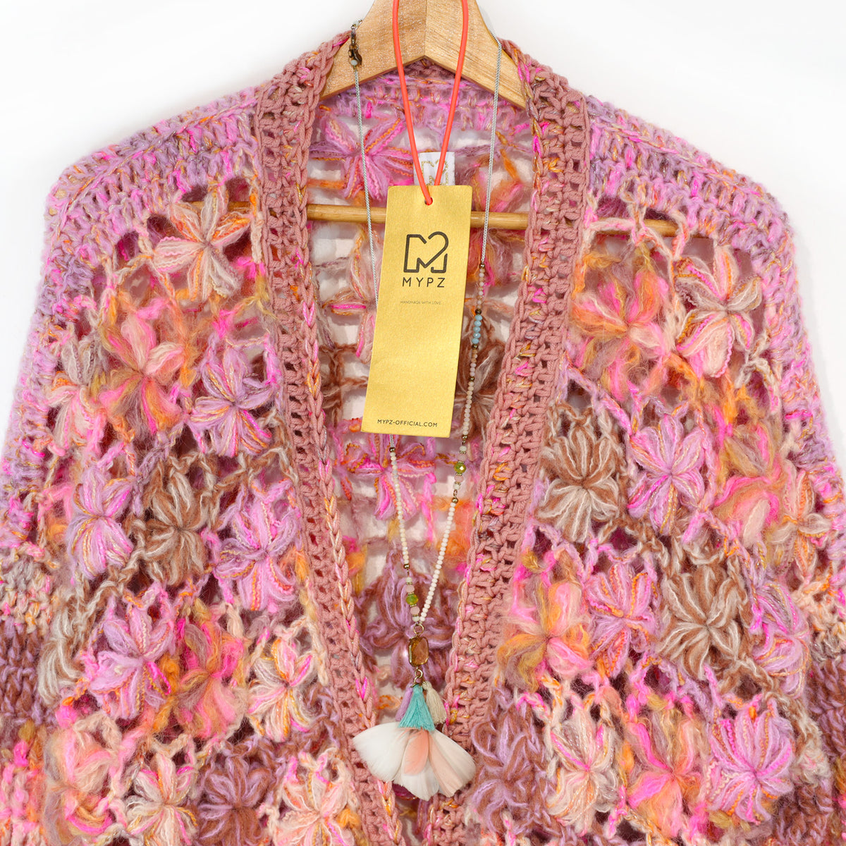 Heklesett - MYPZ Short Wildflower-cardigan Pecan (ENG-DE-NL-ES-FR-IT-DA-SV-NO)