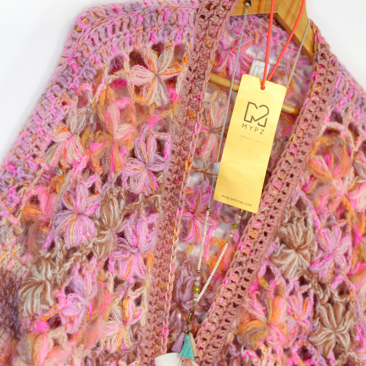 Heklesett - MYPZ Short Wildflower-cardigan Pecan (ENG-DE-NL-ES-FR-IT-DA-SV-NO)