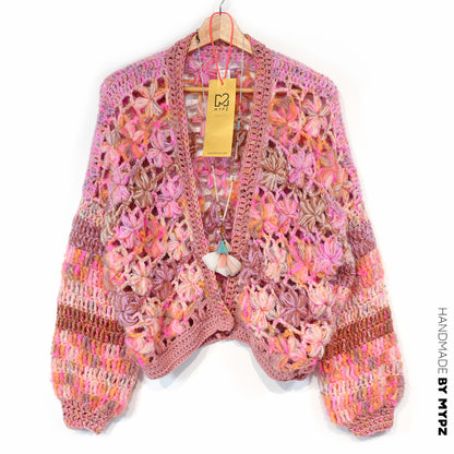 Heklesett - MYPZ Short Wildflower-cardigan Pecan (ENG-DE-NL-ES-FR-IT-DA-SV-NO)