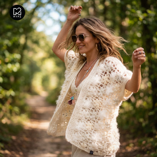 MYPZ Wildflower-cardigan i nyanser av hvitt