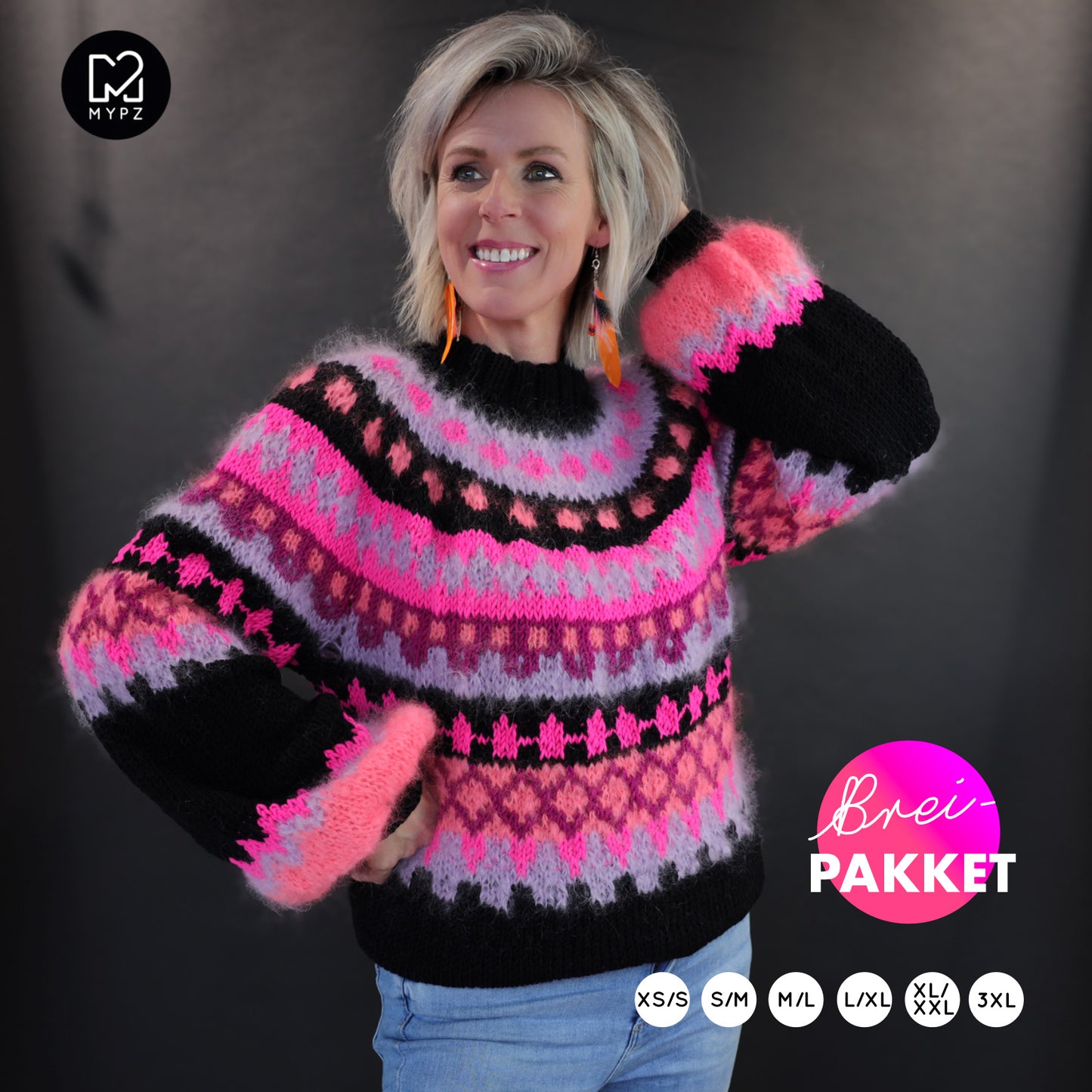 Knitting Kit – MYPZ Nordic top-down sweater Ziggy No6 (ENG-NL-DE)