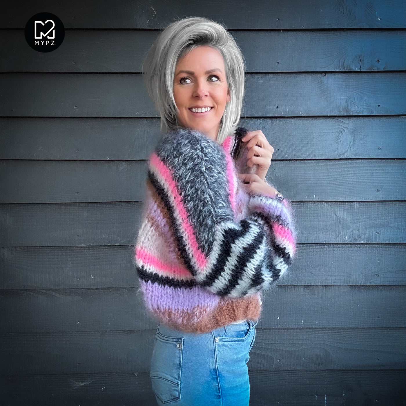 Knitting Kit – Short Chunky Mohair Cardigan Alex No.12 (ENG-NL-DE)