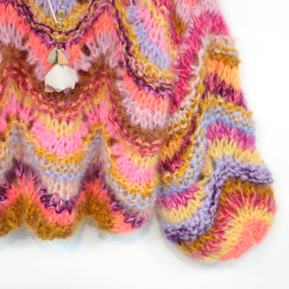 Knitting Kit – Chunky Mohair Pullover Colorflow Wave No.12 (ENG-NL-DE)