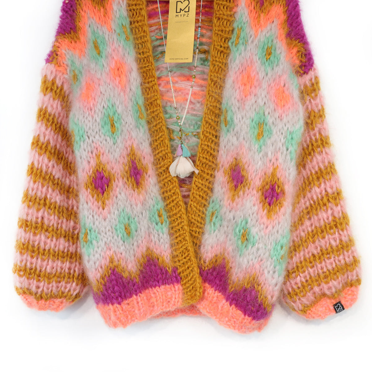 Strikkeoppskrift - Chunky Mohair-jakke Flora nr.12 (ENG-DE-NL-ES-FR-IT-DA-SV-NO)