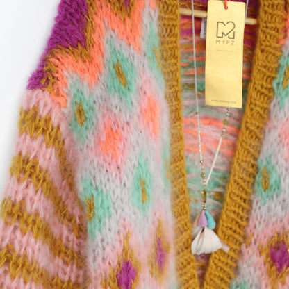 Strikkeoppskrift - Chunky Mohair-jakke Flora nr.12 (ENG-DE-NL-ES-FR-IT-DA-SV-NO)