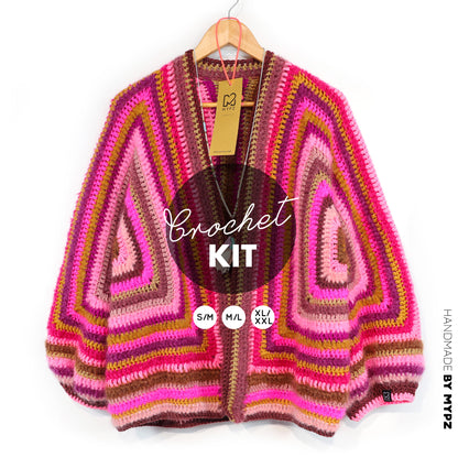 Crochet kit - MYPZ Hexagon Cardigan Burgundy (ENG-NL-DE)