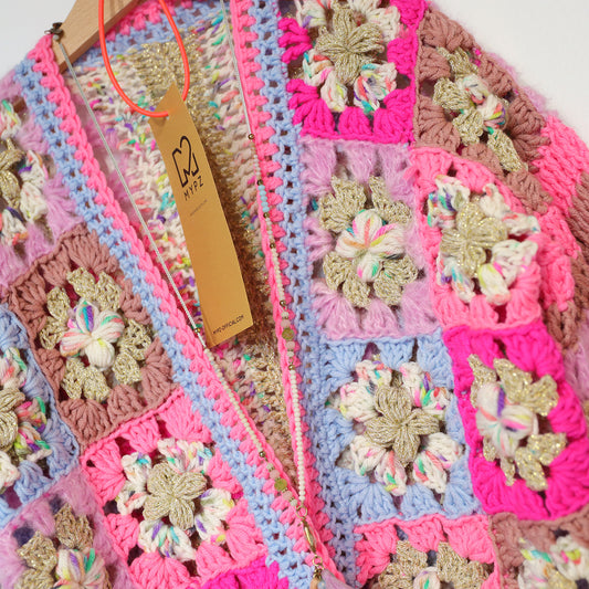 Hekleoppskrift - Flowergranny-cardigan Fusion for barn (ENG-NL)