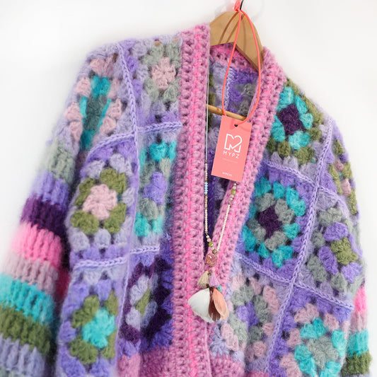 Hekleoppskrift – MYPZ Granny mohair-cardigan Purple Candy (ENG-NL-DE)