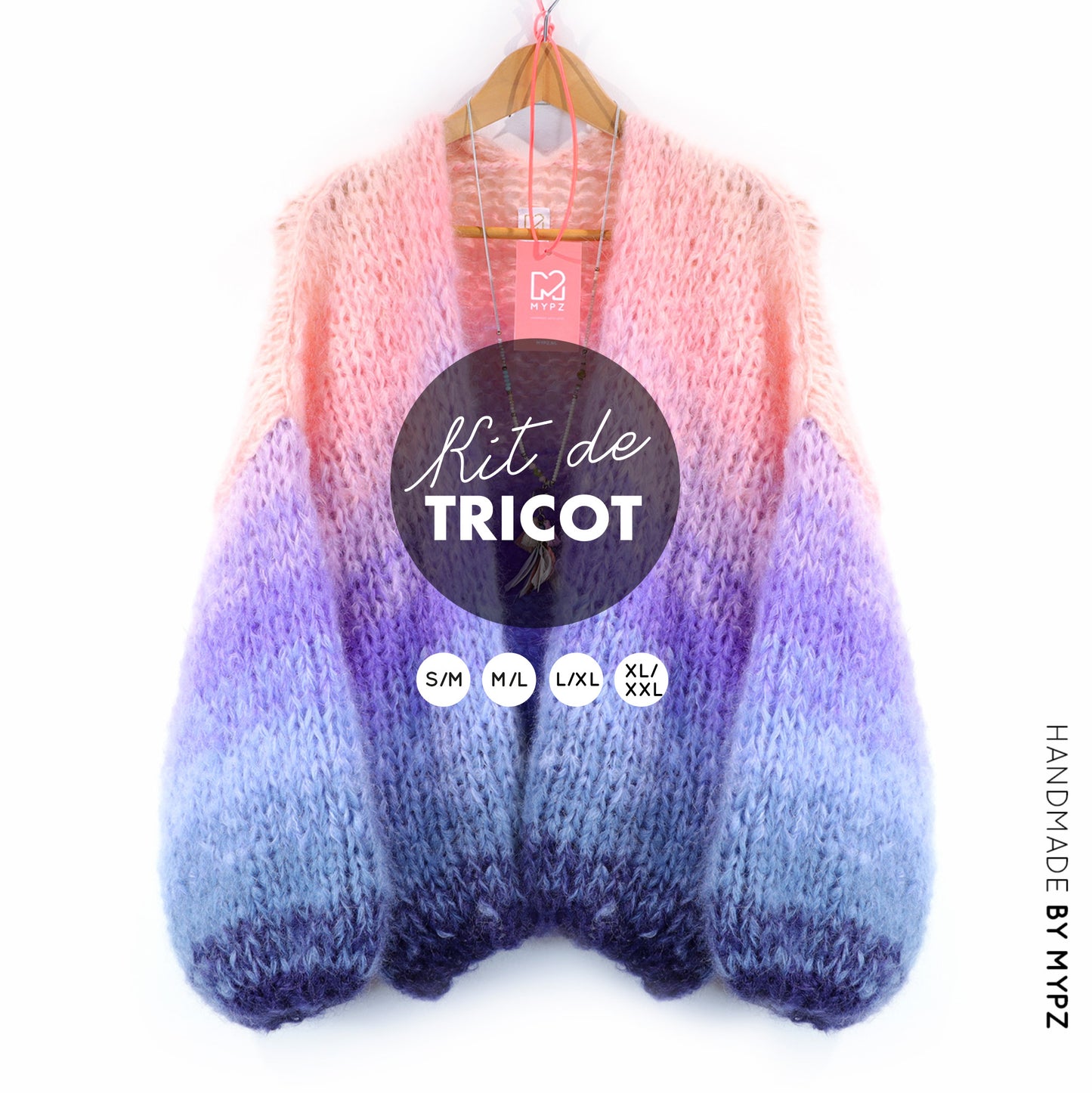 Knitting Kit – MYPZ Chunky Mohair Cardigan Blue Sky No.15 (ENG-NL-DE-FR-ES)