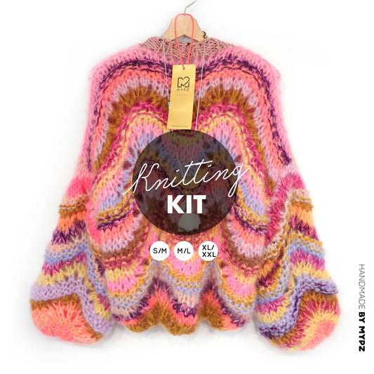 Knitting Kit – Chunky Mohair Pullover Colorflow Wave No.12 (ENG-NL-DE)
