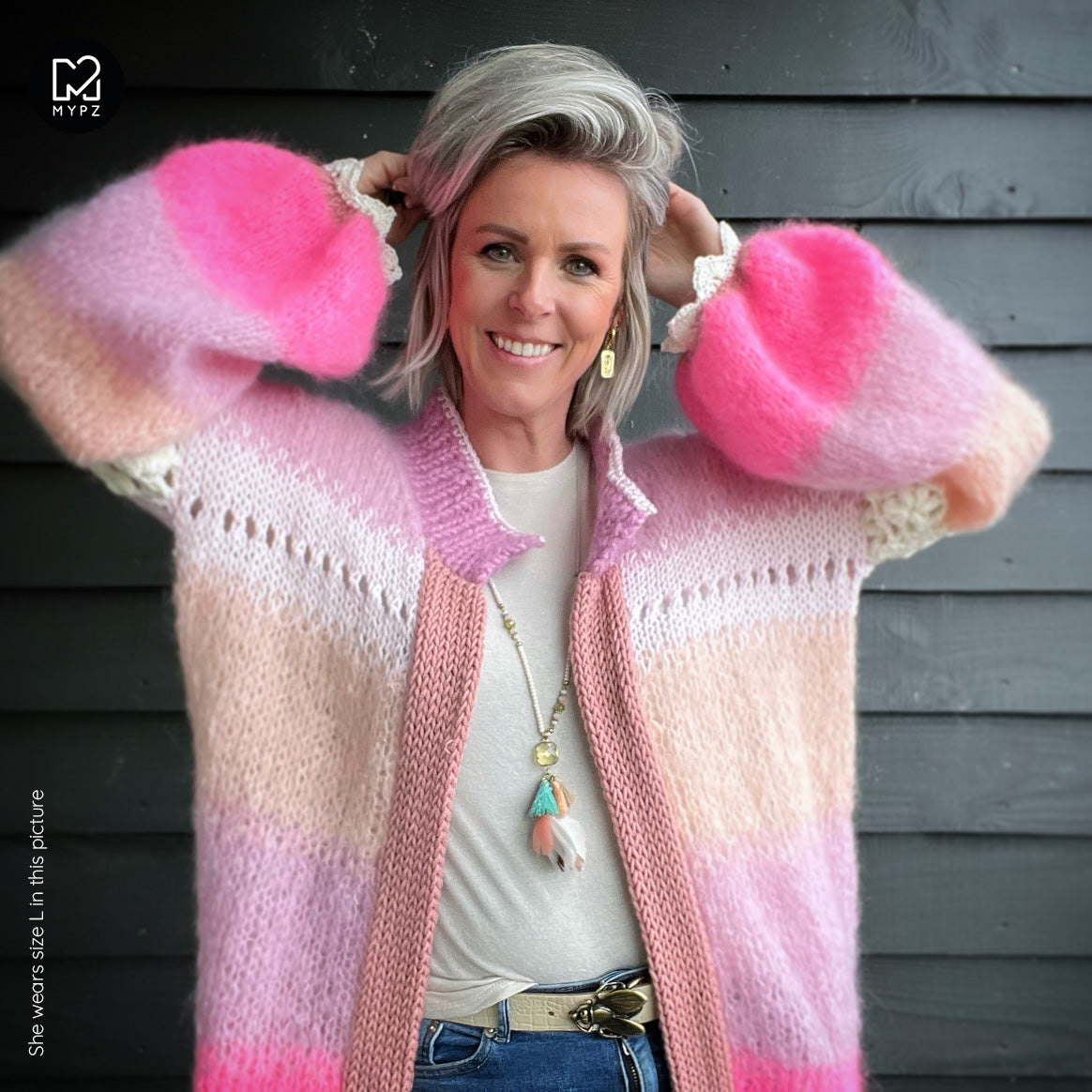 Knitting Kit – MYPZ Light Mohair Cardigan Sugar Pop No.9 (ENG-NL)