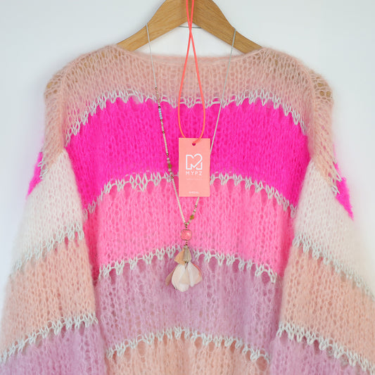 Strikkeoppskrift – MYPZ Light Mohair-genser Evita No10 (ENG-NL-DE-FR)