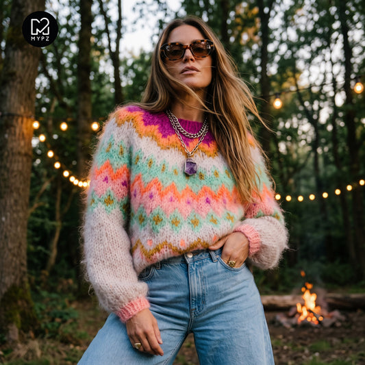 Strikkesett – MYPZ Chunky Topdown Mohair-genser Snowberry nr.12 (ENG-DE-NL-ES-FR-IT-DA-SV-NO)