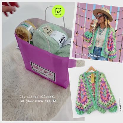 Crochet kit - MYPZ Chunky Hexagon Cardigan Pistachio (ENG-NL-DE)