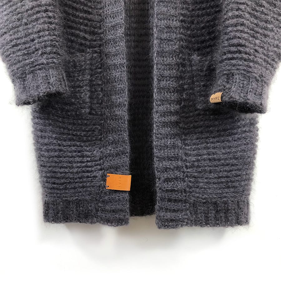 MYPZ chunky grey reversible mohair cardigan