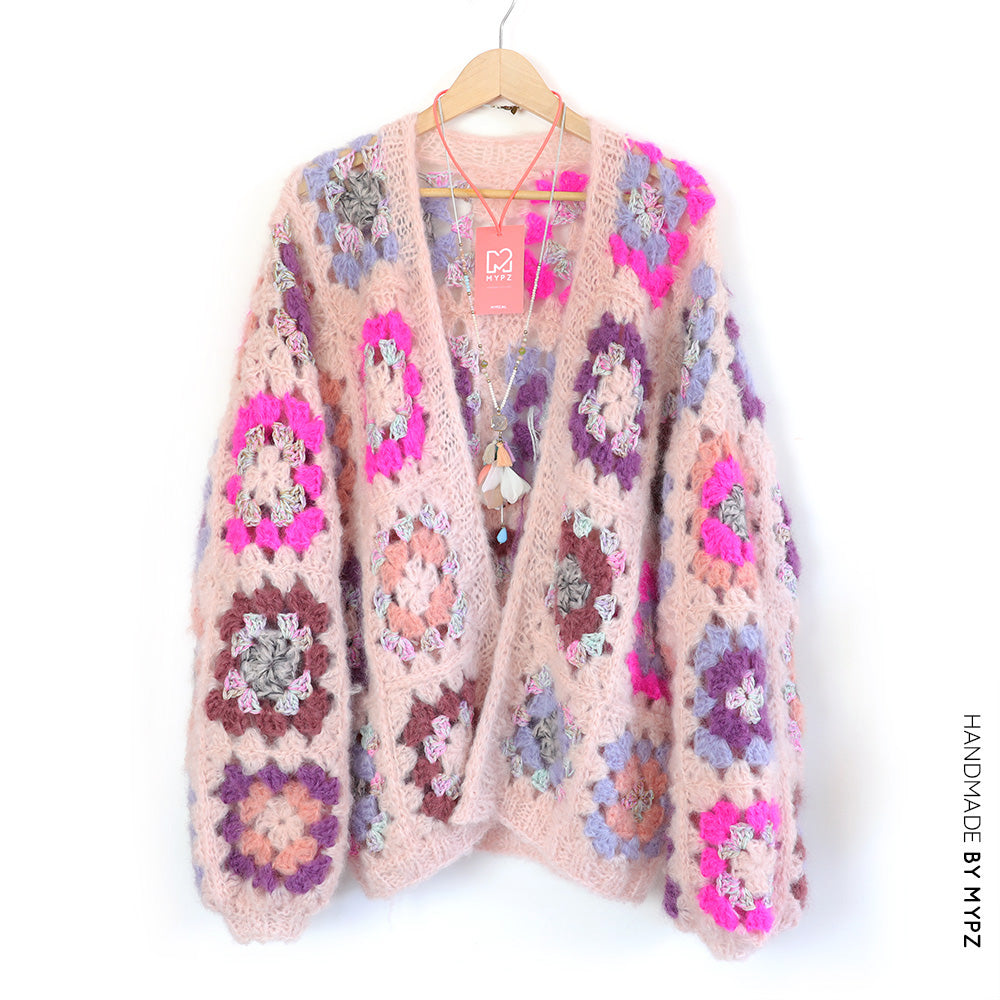 Crochet pattern - MYPZ short Mohair Granny stripes cardigan Rosé