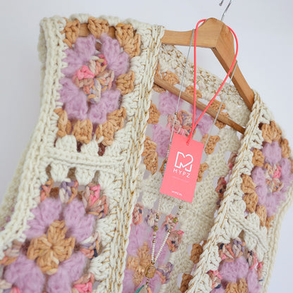 MYPZ Chunky woolen Granny Gilet Brown Love