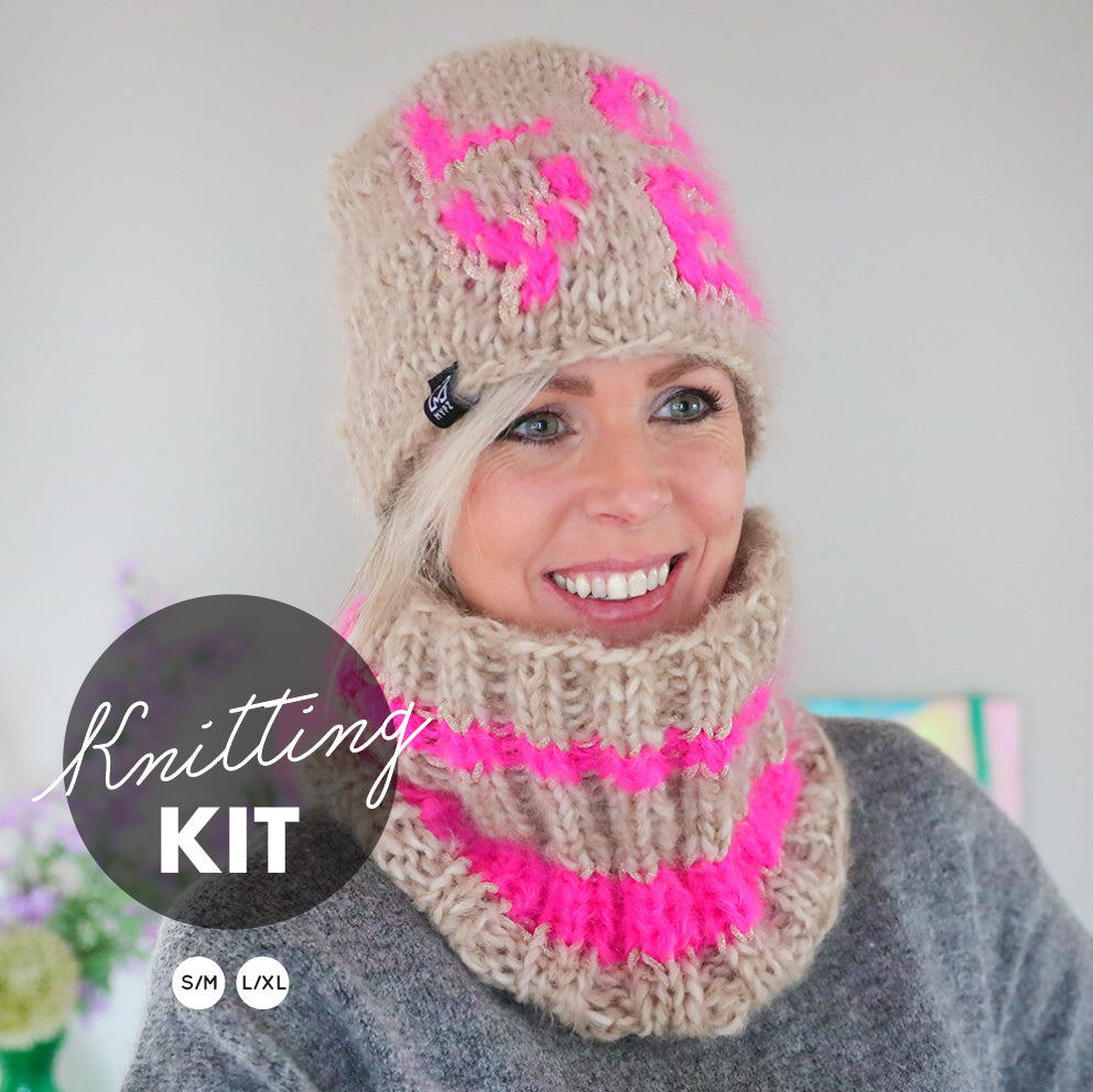 Knitting Kit – Chunky LOVE Beanie + snood (ENG-NL)